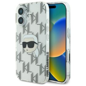 Karl Lagerfeld case for iPhone 16 6,1" KLHCP16SHKLPKHT transparent Hard IML Karl Head Electroplated