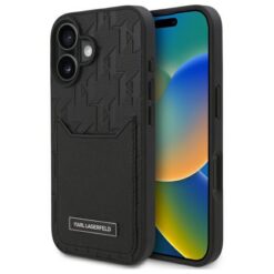 Karl Lagerfeld case for iPhone 16 6,1" KLHCP16SPGKHPRPK black Hard Cardslots Monogram