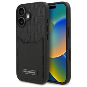 Karl Lagerfeld case for iPhone 16 6,1" KLHCP16SPGKHPRPK black Hard Cardslots Monogram