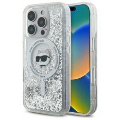 Karl Lagerfeld case for iPhone 16 Pro 6,3" KLHMP16LLGCHSGH transparent Hard Liquid Glitter Choupette Head MagSafe