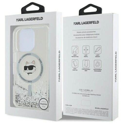 Karl Lagerfeld case for iPhone 16 Pro 6,3" KLHMP16LLGCHSGH transparent Hard Liquid Glitter Choupette Head MagSafe - Image 8