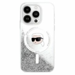 Karl Lagerfeld case for iPhone 16 Pro 6,3" KLHMP16LLGKISGH transparent Hard Liquid Glitter Karl Head MagSafe