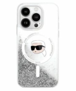 Karl Lagerfeld case for iPhone 16 Pro 6,3" KLHMP16LLGKISGH transparent Hard Liquid Glitter Karl Head MagSafe