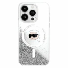 Karl Lagerfeld case for iPhone 16 Pro 6,3" KLHMP16LLGKISGH transparent Hard Liquid Glitter Karl Head MagSafe