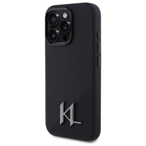 Karl Lagerfeld case for iPhone 16 Pro 6,3" KLHMP16LSCMKMPCK black Hard Silicone Shadow Metal Initial MagSafe - Image 2