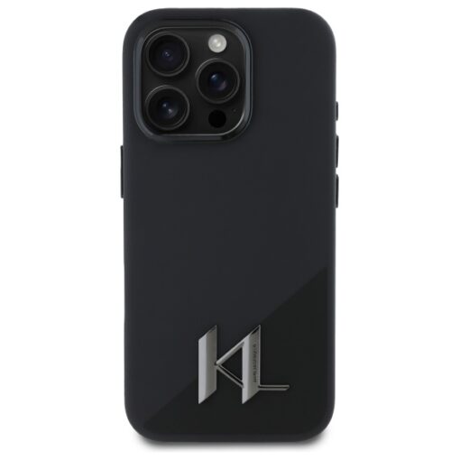 Karl Lagerfeld case for iPhone 16 Pro 6,3" KLHMP16LSCMKMPCK black Hard Silicone Shadow Metal Initial MagSafe - Image 3