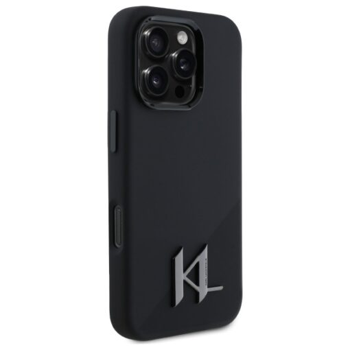 Karl Lagerfeld case for iPhone 16 Pro 6,3" KLHMP16LSCMKMPCK black Hard Silicone Shadow Metal Initial MagSafe - Image 4