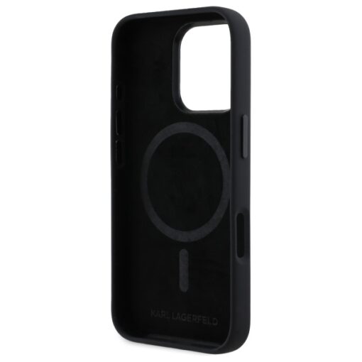Karl Lagerfeld case for iPhone 16 Pro 6,3" KLHMP16LSCMKMPCK black Hard Silicone Shadow Metal Initial MagSafe - Image 7