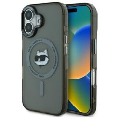 Karl Lagerfeld case for iPhone 16 Plus 6,7" KLHMP16MHLSCHK black Hard IML Metal Choupette Head MagSafe