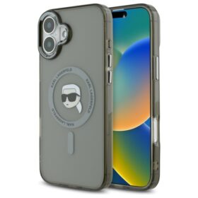Karl Lagerfeld case for iPhone 16 Plus 6,7" KLHMP16MHLSKIK black Hard IML Metal Karl Head MagSafe