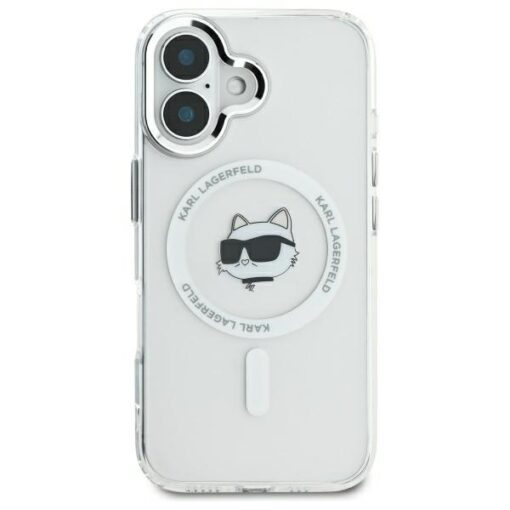 Karl Lagerfeld case for iPhone 16 6,1" KLHMP16SHLSCHH white Hard IML Metal Choupette Head MagSafe - Image 3