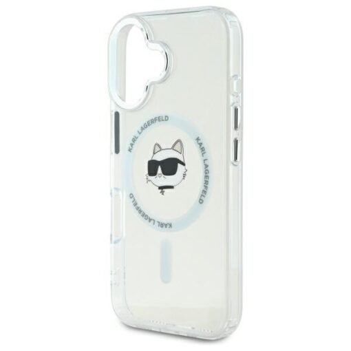 Karl Lagerfeld case for iPhone 16 6,1" KLHMP16SHLSCHH white Hard IML Metal Choupette Head MagSafe - Image 6