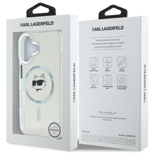 Karl Lagerfeld case for iPhone 16 6,1" KLHMP16SHLSCHH white Hard IML Metal Choupette Head MagSafe - Image 8