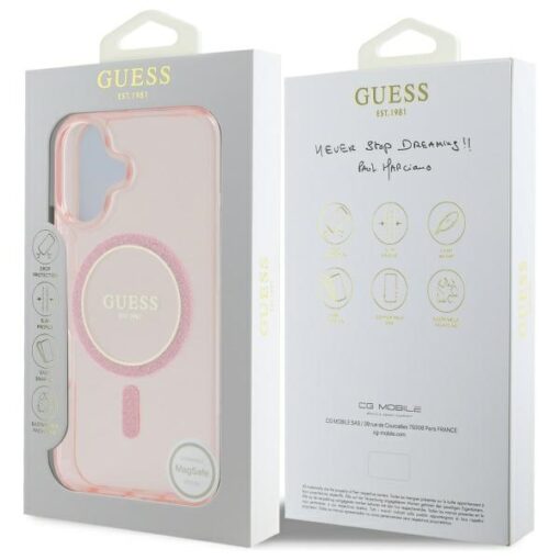 Guess HC MagSafe IML Glitter Circle case for iPhone 16 6,1" pink - Image 8