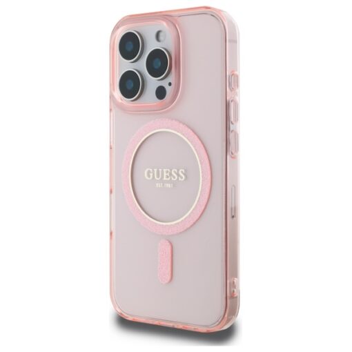 Guess HC MagSafe IML Glitter Circle case for iPhone 16 Pro 6,3" pink - Image 2