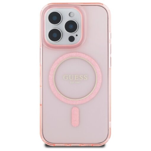 Guess HC MagSafe IML Glitter Circle case for iPhone 16 Pro 6,3" pink - Image 3