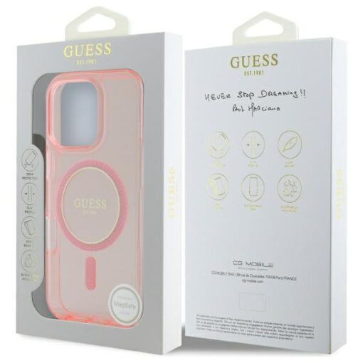 Guess HC MagSafe IML Glitter Circle case for iPhone 16 Pro 6,3" pink - Image 8