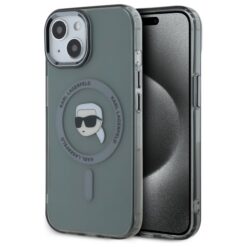 Karl Lagerfeld HC MagSafe IML Metal K. Head case for iPhone 15 6,1" black