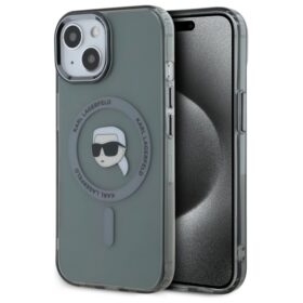 Karl Lagerfeld HC MagSafe IML Metal K. Head case for iPhone 15 6,1" black