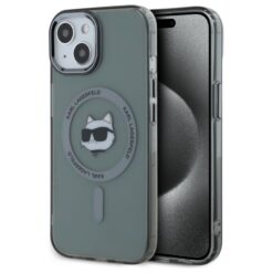 Karl Lagerfeld HC MagSafe IML Metal Choupette Head case for iPhone 15 6,1" black