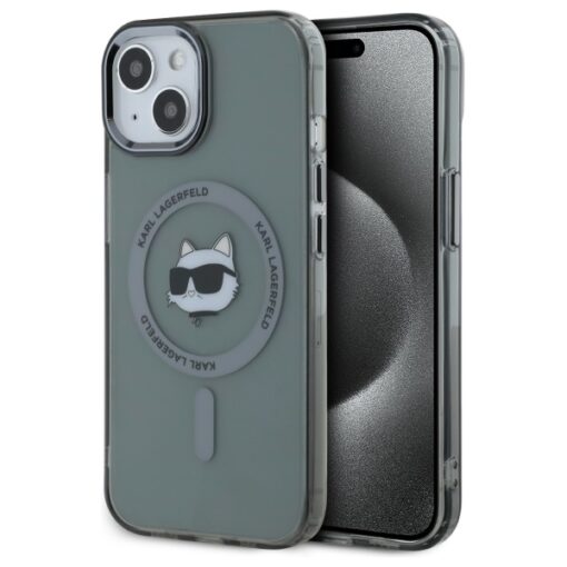 Karl Lagerfeld HC MagSafe IML Metal Choupette Head case for iPhone 15 6,1" black