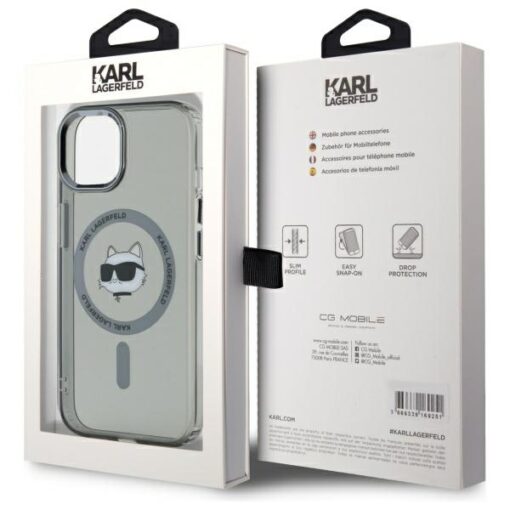 Karl Lagerfeld HC MagSafe IML Metal Choupette Head case for iPhone 15 6,1" black - Image 8