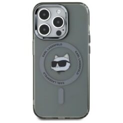 Karl Lagerfeld HC MagSafe IML Metal Choupette Head case for iPhone 15 Pro Max 6,7" black