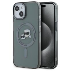 Karl Lagerfeld HC MagSafe IML Metal KC Heads case for iPhone 15 6,1" black