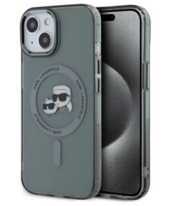 Karl Lagerfeld HC MagSafe IML Metal KC Heads case for iPhone 15 6,1" black