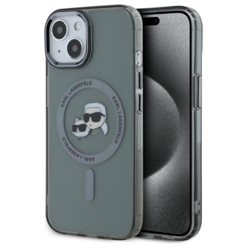 Karl Lagerfeld HC MagSafe IML Metal KC Heads case for iPhone 15 6,1" black