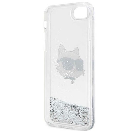 Karl Lagerfeld case for iPhone 7 / 8 / SE KLHCI8LNCHCS silver HC Liquid Glitter NFT Choupette Head - Image 7