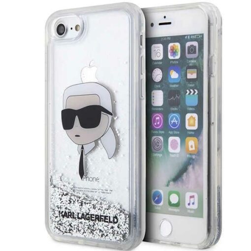 Karl Lagerfeld case for iPhone 7 / 8 / SE KLHCI8LNKHCH silver HC Liquid Glitter NFT Karl's Head