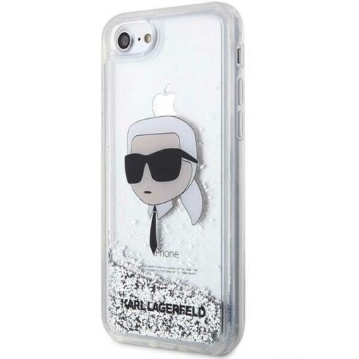 Karl Lagerfeld case for iPhone 7 / 8 / SE KLHCI8LNKHCH silver HC Liquid Glitter NFT Karl's Head - Image 2