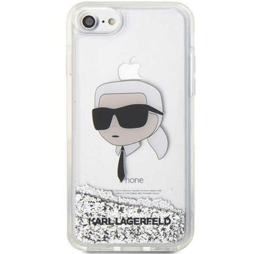 Karl Lagerfeld case for iPhone 7 / 8 / SE KLHCI8LNKHCH silver HC Liquid Glitter NFT Karl's Head - Image 3