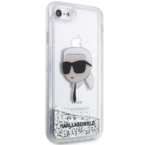 Karl Lagerfeld case for iPhone 7 / 8 / SE KLHCI8LNKHCH silver HC Liquid Glitter NFT Karl's Head - Image 4