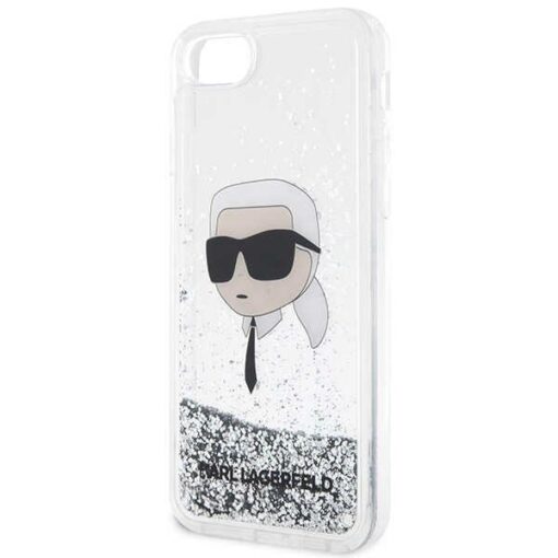 Karl Lagerfeld case for iPhone 7 / 8 / SE KLHCI8LNKHCH silver HC Liquid Glitter NFT Karl's Head - Image 6