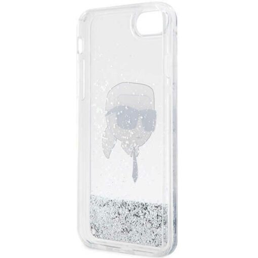 Karl Lagerfeld case for iPhone 7 / 8 / SE KLHCI8LNKHCH silver HC Liquid Glitter NFT Karl's Head - Image 7