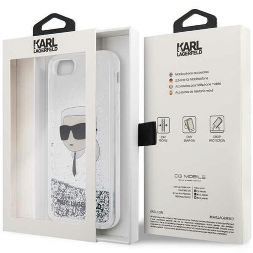 Karl Lagerfeld case for iPhone 7 / 8 / SE KLHCI8LNKHCH silver HC Liquid Glitter NFT Karl's Head - Image 8