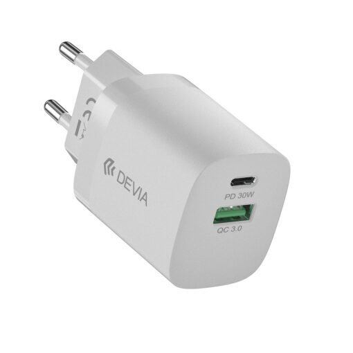 Devia wall charger Smart PD GaN 30W 1x USB-C 1xUSB white