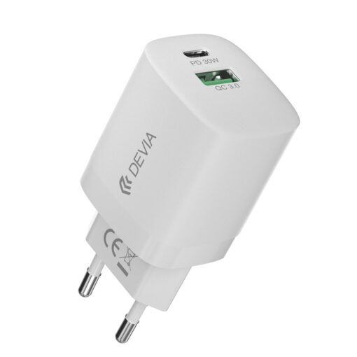 Devia wall charger Smart PD GaN 30W 1x USB-C 1xUSB white - Image 3