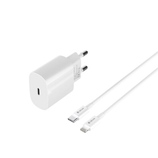 Devia wall charger Rocket PD 20W 1x USB-C white + cable USB-C - Lightning - Image 4