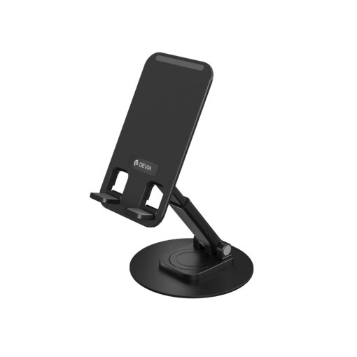 Devia folding holder stand EL195 for phone tablet rotating 360 black metal - Image 3