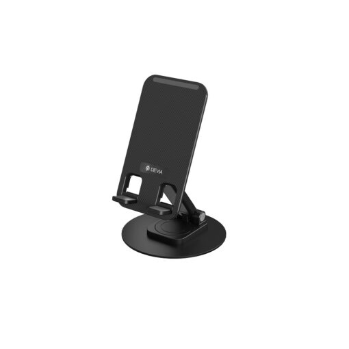 Devia folding holder stand EL195 for phone tablet rotating 360 black metal