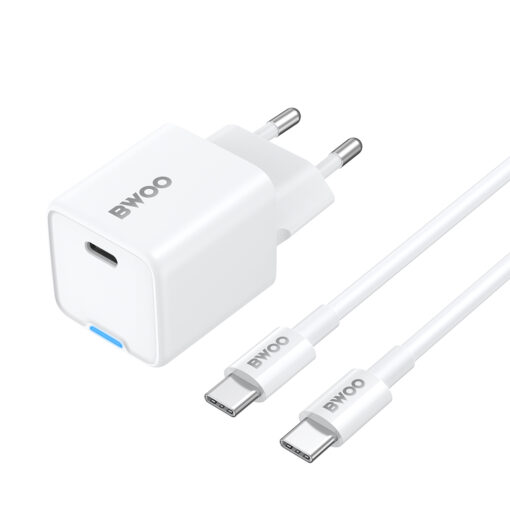 BWOO GaN 30W Wall Charger USB-C port with C-C 60W cable - Image 2