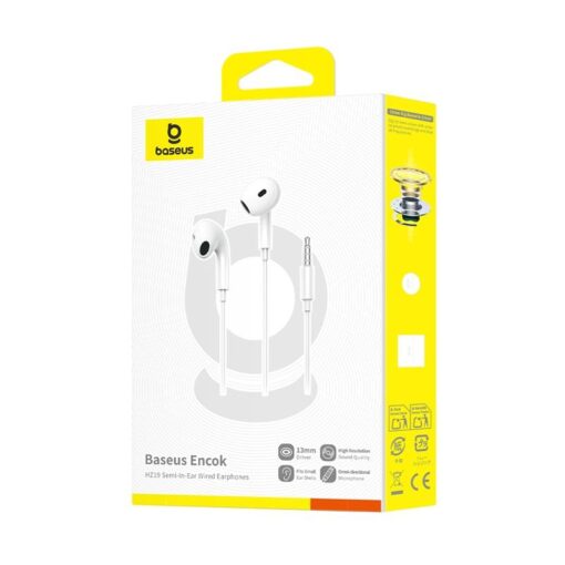 OS-Baseus Encok HZ19 Wired Earphones Moon White - Image 6