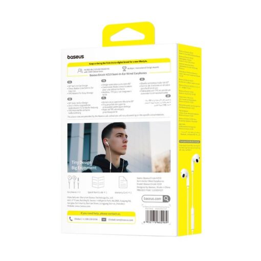 OS-Baseus Encok HZ19 Wired Earphones Moon White - Image 7