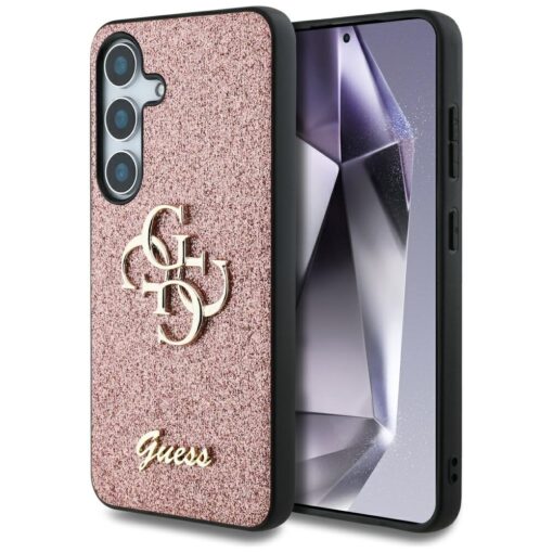 Guess HC Fixed Glitter Big 4G case for Samsung Galaxy S25 pink