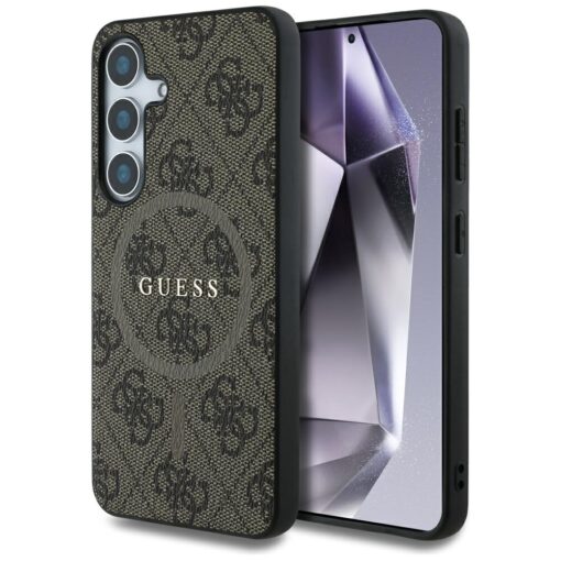 Guess HC Magnetic PU 4G Ring Classic Logo case for Samsung Galaxy S25 brown