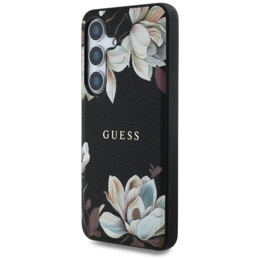 Guess HC Magnetic PU Grained Flowers Classic Logo case for Samsung Galaxy S25 black - Image 2