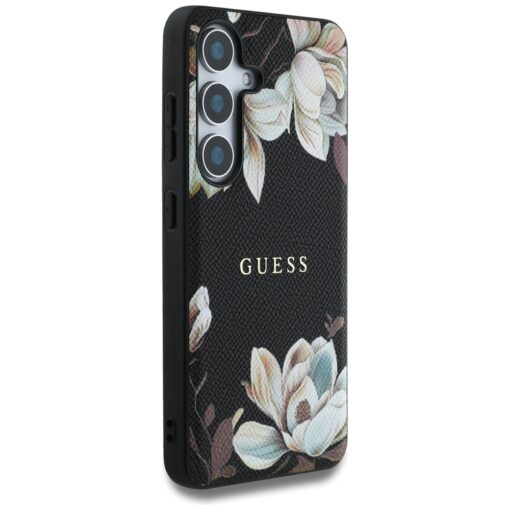 Guess HC Magnetic PU Grained Flowers Classic Logo case for Samsung Galaxy S25 black - Image 4